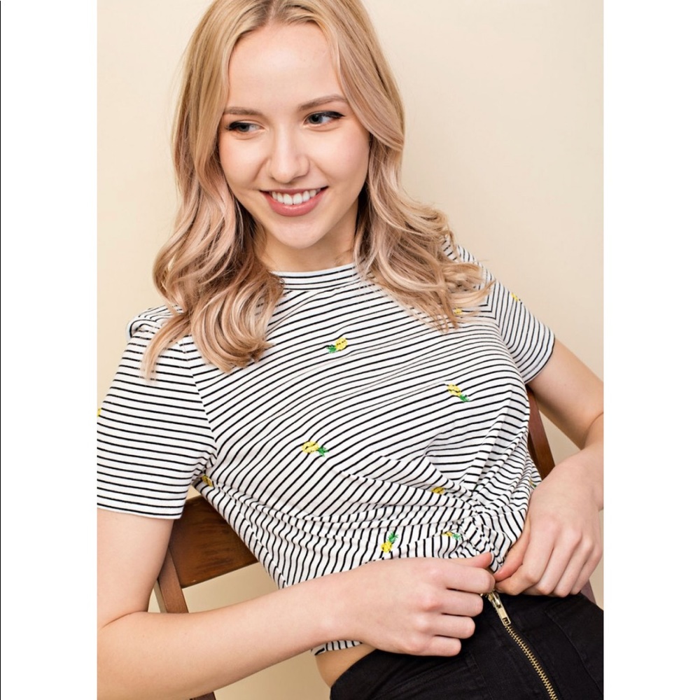 Pineapple striped crop top